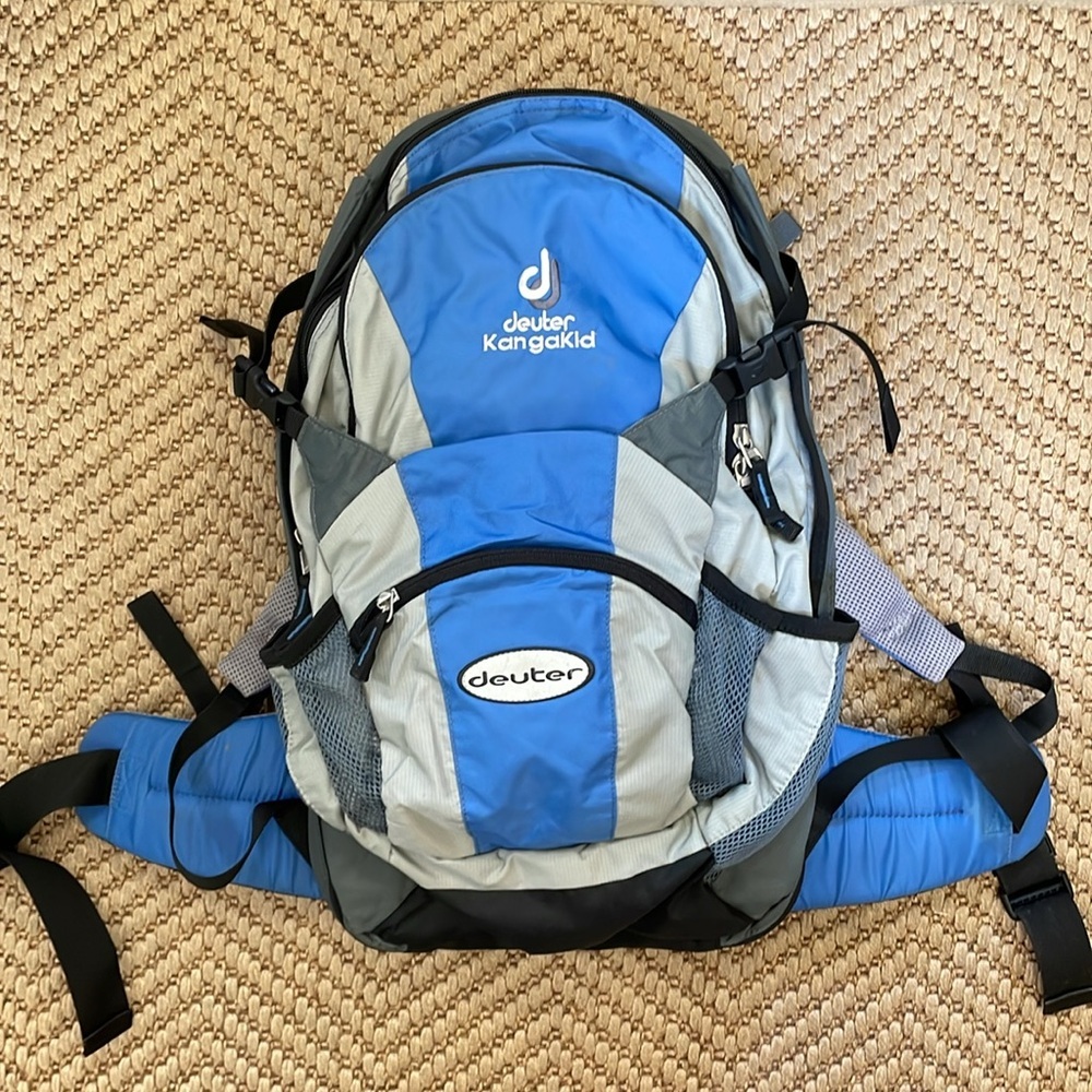 Deuter - Kangakid Outdoor Hiking Backpack w/ Baby Carrying - Blue / Grey
